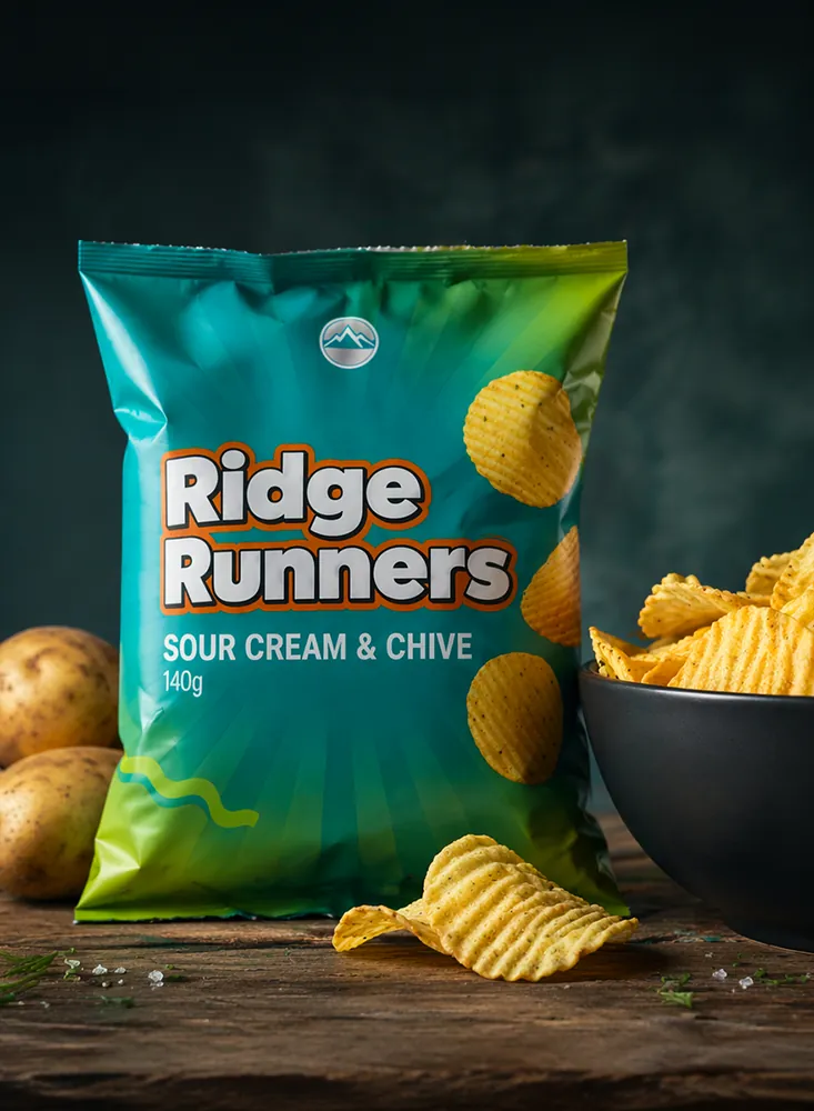 AI snack marketing still — chips campaign, Filmatix performance creative