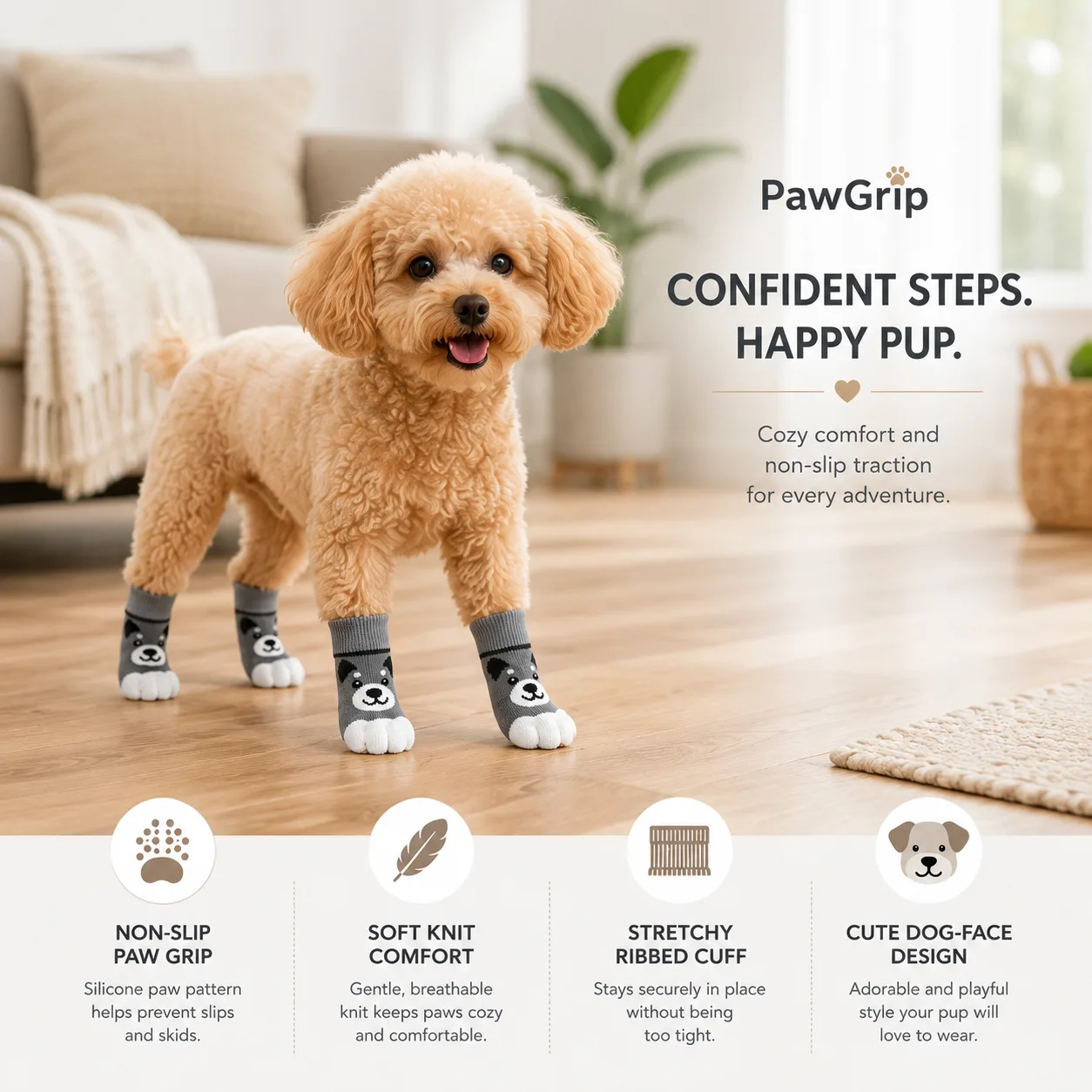 PawGrip dog socks — product detail