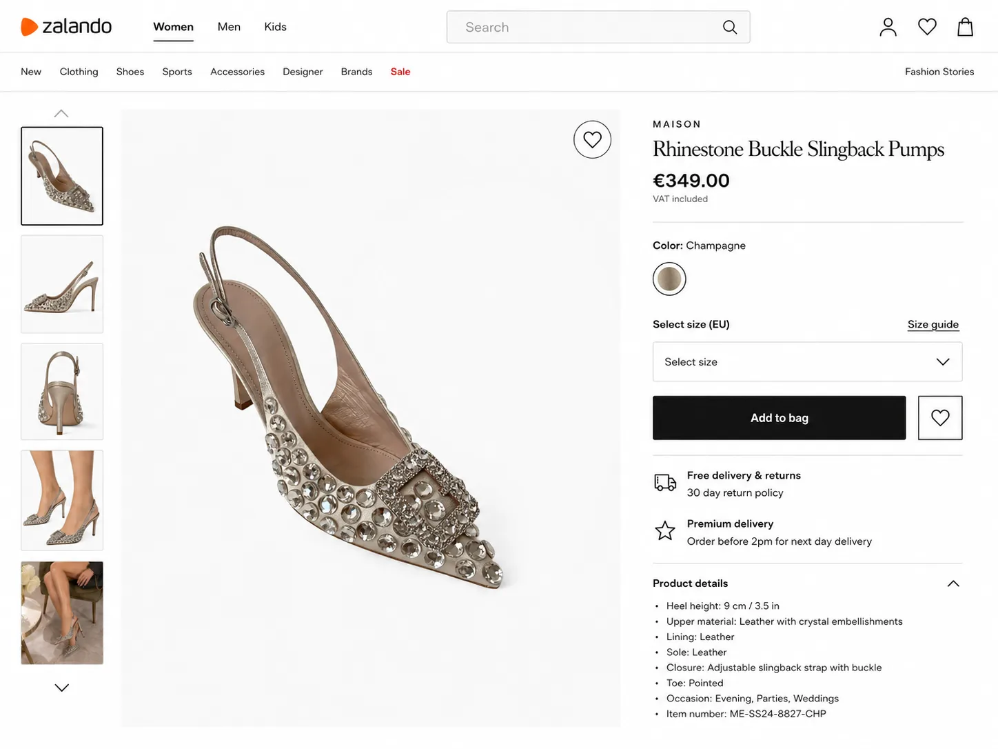 Sneaker — PDP listing layout