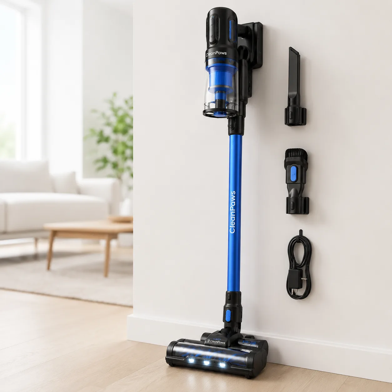 CleanPaws vacuum wall-mounted with accessories