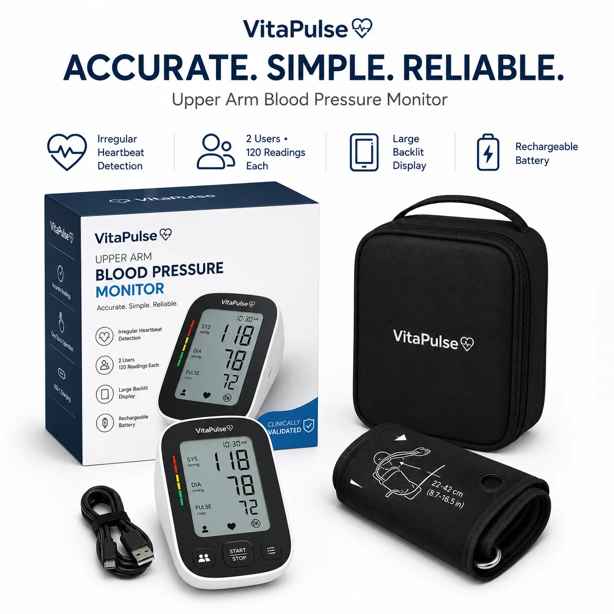 VitaPulse blood pressure monitor — lifestyle shot