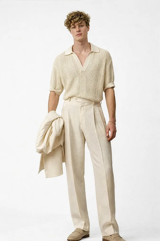 Fred Cream Knit Linen