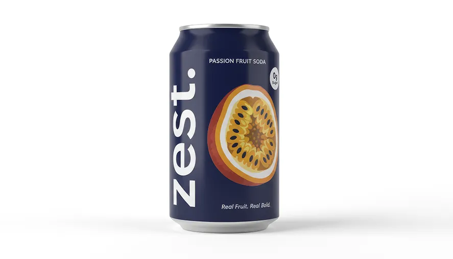 Zest soda can product photo — input for AI beverage commercial